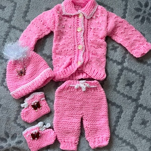 Kötött babaruha szett - ruha & divat - babaruha & gyerekruha - babafotózási ruha és kellék - Meska.hu
