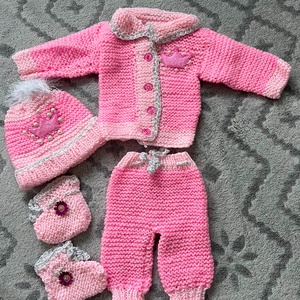 Kötött babaruha szett - ruha & divat - babaruha & gyerekruha - babafotózási ruha és kellék - Meska.hu