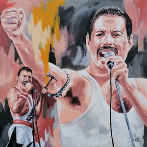 Freddie Mercury portré, Művészet, Festmény, Akril, Festészet, Meska
