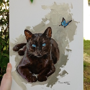 Kutya/macska portré rendelés - 30x30cm/30x40cm - művészet - festmény - olajfestmény - Meska.hu