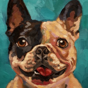 Francia bulldog portré - művészet - festmény - olajfestmény - Meska.hu