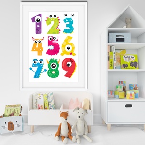 Montessori tanulószám poszter KERETTEL, Szörny falikép, Tanulószám óvoda bölcsőde dekoráció,Ovis zsúr ajándék szülinapra - játék & sport - ovis felszerelés - egyéb ovis kiegészítő - Meska.hu
