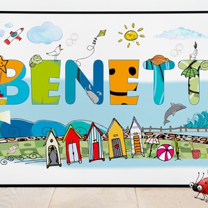 Egyedi kisfiú névtábla poszter KERETTEL, Keresztelő ajándék, Szülinapi névadó monogram névreszóló gyerekszoba print  - otthon & életmód - dekoráció - Meska.hu