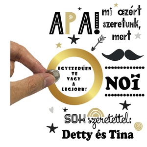 Kaparós sorsjegy egyedi felirat születésnap, évforduló, Apának - otthon & életmód - papír, írószer - ajándékozás kellékei - ajándék sorsjegy - Meska.hu