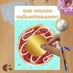 Kaparós sorsjegy egyedi felirat születésnap, évforduló, vicces ajándék Fánk, Otthon & Életmód, Papír írószer, Ajándékozás kellékei, Ajándék sorsjegy, Fotó, grafika, rajz, illusztráció, MESKA