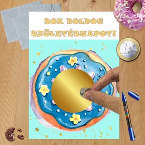 Kaparós sorsjegy egyedi felirat születésnap, évforduló, vicces ajándék Fánk, Otthon & Életmód, Papír írószer, Ajándékozás kellékei, Ajándék sorsjegy, Fotó, grafika, rajz, illusztráció, MESKA