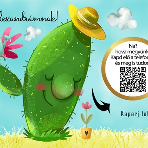 Kaparós sorsjegy egyedi felirat születésnap, évforduló, vicces ajándék Kaktusz - otthon & életmód - papír, írószer - ajándékozás kellékei - ajándék sorsjegy - Meska.hu