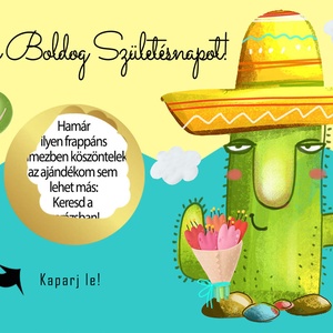 Kaparós sorsjegy egyedi felirat születésnap, évforduló, vicces ajándék Kaktusz - otthon & életmód - papír, írószer - ajándékozás kellékei - ajándék sorsjegy - Meska.hu