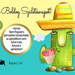 Kaparós sorsjegy egyedi felirat születésnap, évforduló, vicces ajándék Kaktusz - otthon & életmód - papír, írószer - ajándékozás kellékei - ajándék sorsjegy - Meska.hu