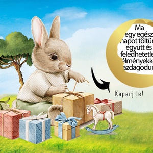 Kaparós sorsjegy egyedi felirat születésnapra, vicces ajándék Nyuszis - otthon & életmód - papír, írószer - ajándékozás kellékei - ajándék sorsjegy - Meska.hu