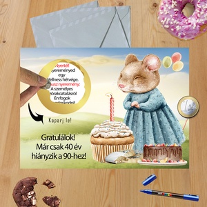 Kaparós sorsjegy egyedi felirat születésnapra, vicces ajándék Egér, Otthon & Életmód, Papír, írószer, Ajándékozás kellékei, Ajándék sorsjegy, Fotó, grafika, rajz, illusztráció, MESKA