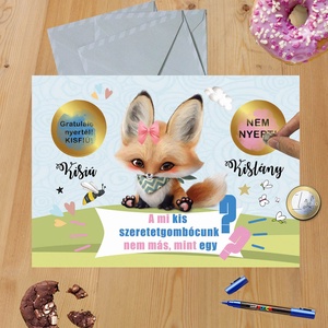Kaparós sorsjegy Fix felirat kisfiú bejelentő képeslap, Otthon & Életmód, Papír, írószer, Ajándékozás kellékei, Ajándék sorsjegy, Fotó, grafika, rajz, illusztráció, MESKA