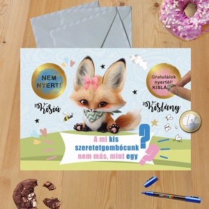 Kaparós sorsjegy Fix felirat kislány bejelentő képeslap, Otthon & Életmód, Papír, írószer, Ajándékozás kellékei, Ajándék sorsjegy, Fotó, grafika, rajz, illusztráció, MESKA