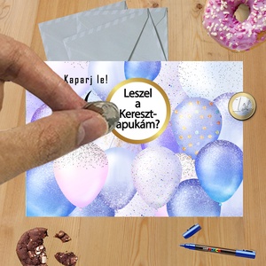 Kaparós sorsjegy egyedi felirat Születésnap vicces lufi, Otthon & Életmód, Papír, írószer, Ajándékozás kellékei, Ajándék sorsjegy, Fotó, grafika, rajz, illusztráció, MESKA