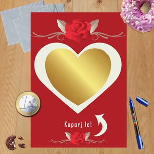 Kaparós sorsjegy egyedi felirat sziv szerelmemnek, Otthon & Életmód, Papír, írószer, Ajándékozás kellékei, Ajándék sorsjegy, Fotó, grafika, rajz, illusztráció, MESKA