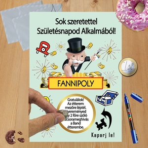 Kaparós sorsjegy egyedi felirat Születésnap Monopoly - otthon & életmód - papír, írószer - ajándékozás kellékei - ajándék sorsjegy - Meska.hu