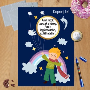 Kaparós sorsjegy egyedi felirat Kis herceg - otthon & életmód - papír, írószer - ajándékozás kellékei - ajándék sorsjegy - Meska.hu