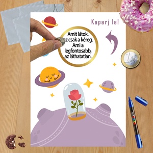 Kaparós sorsjegy egyedi felirat Kis herceg - otthon & életmód - papír, írószer - ajándékozás kellékei - ajándék sorsjegy - Meska.hu