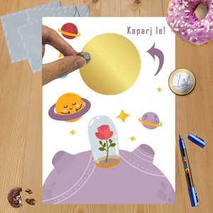 Kaparós sorsjegy egyedi felirat Kis herceg, Otthon & Életmód, Papír, írószer, Ajándékozás kellékei, Ajándék sorsjegy, Fotó, grafika, rajz, illusztráció, MESKA