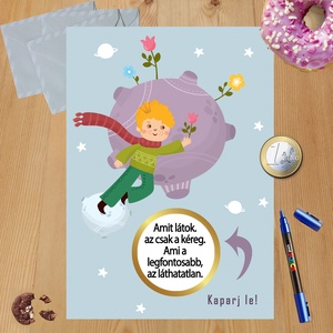 Kaparós sorsjegy egyedi felirat Kis herceg - otthon & életmód - papír, írószer - ajándékozás kellékei - ajándék sorsjegy - Meska.hu