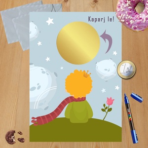 Kaparós sorsjegy egyedi felirat Kis herceg, Otthon & Életmód, Papír írószer, Ajándékozás kellékei, Ajándék sorsjegy, Fotó, grafika, rajz, illusztráció, MESKA