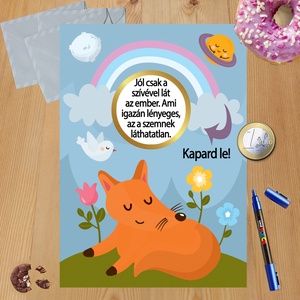 Kaparós sorsjegy egyedi felirat Kis herceg Róka - otthon & életmód - papír, írószer - ajándékozás kellékei - ajándék sorsjegy - Meska.hu