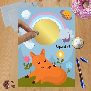 Kaparós sorsjegy egyedi felirat Kis herceg Róka, Otthon & Életmód, Papír, írószer, Ajándékozás kellékei, Ajándék sorsjegy, Fotó, grafika, rajz, illusztráció, MESKA