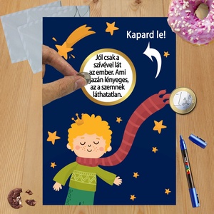 Kaparós sorsjegy egyedi felirat Kis herceg - otthon & életmód - papír, írószer - ajándékozás kellékei - ajándék sorsjegy - Meska.hu