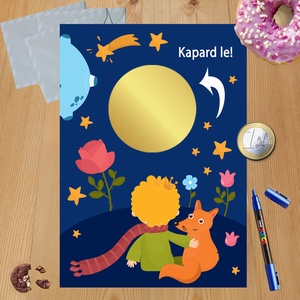 Kaparós sorsjegy egyedi felirat Kis herceg és a róka - otthon & életmód - papír, írószer - ajándékozás kellékei - ajándék sorsjegy - Meska.hu