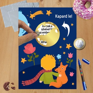 Kaparós sorsjegy egyedi felirat Kis herceg és a róka - otthon & életmód - papír, írószer - ajándékozás kellékei - ajándék sorsjegy - Meska.hu