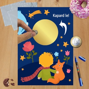 Kaparós sorsjegy egyedi felirat Kis herceg és a róka - otthon & életmód - papír, írószer - ajándékozás kellékei - ajándék sorsjegy - Meska.hu