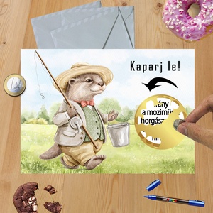 Kaparós sorsjegy egyedi felirat Születésnap Horgász - otthon & életmód - papír, írószer - ajándékozás kellékei - ajándék sorsjegy - Meska.hu