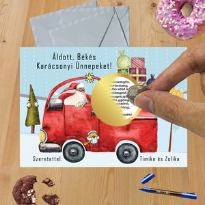 Karácsonyi kaparós sorsjegy egyedi felirat vicces ajándék, Otthon & Életmód, Papír, írószer, Ajándékozás kellékei, Ajándék sorsjegy, Fotó, grafika, rajz, illusztráció, MESKA
