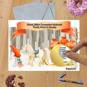 Karácsonyi kaparós sorsjegy egyedi felirat vicces ajándék, Otthon & Életmód, Papír, írószer, Ajándékozás kellékei, Ajándék sorsjegy, Fotó, grafika, rajz, illusztráció, MESKA