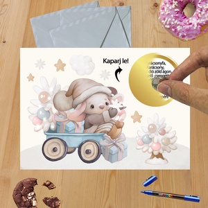 Karácsonyi kaparós sorsjegy egyedi felirat vicces ajándék, Otthon & Életmód, Papír, írószer, Ajándékozás kellékei, Ajándék sorsjegy, Fotó, grafika, rajz, illusztráció, MESKA
