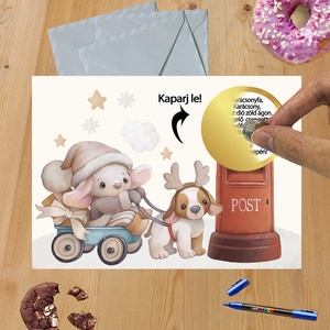 Karácsonyi kaparós sorsjegy egyedi felirat vicces ajándék, Otthon & Életmód, Papír írószer, Ajándékozás kellékei, Ajándék sorsjegy, Fotó, grafika, rajz, illusztráció, MESKA