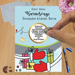 Karácsonyi kaparós sorsjegy egyedi felirat vicces ajándék - otthon & életmód - papír, írószer - ajándékozás kellékei - ajándék sorsjegy - Meska.hu