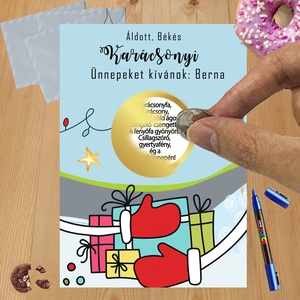 Karácsonyi kaparós sorsjegy egyedi felirat vicces ajándék, Otthon & Életmód, Papír írószer, Ajándékozás kellékei, Ajándék sorsjegy, Fotó, grafika, rajz, illusztráció, MESKA