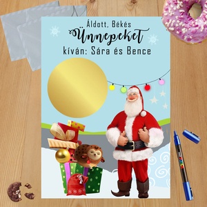 Karácsonyi kaparós sorsjegy egyedi felirat vicces ajándék, Otthon & Életmód, Papír, írószer, Ajándékozás kellékei, Ajándék sorsjegy, Fotó, grafika, rajz, illusztráció, MESKA