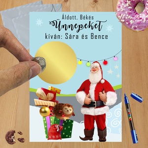 Karácsonyi kaparós sorsjegy egyedi felirat vicces ajándék - otthon & életmód - papír, írószer - ajándékozás kellékei - ajándék sorsjegy - Meska.hu