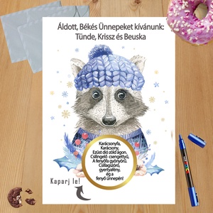 Karácsonyi kaparós sorsjegy egyedi felirat vicces ajándék - otthon & életmód - papír, írószer - ajándékozás kellékei - ajándék sorsjegy - Meska.hu
