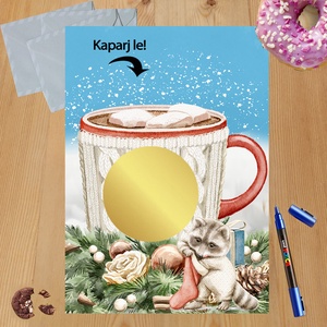 Karácsonyi kaparós sorsjegy egyedi felirat vicces ajándék, Otthon & Életmód, Papír, írószer, Ajándékozás kellékei, Ajándék sorsjegy, Fotó, grafika, rajz, illusztráció, MESKA