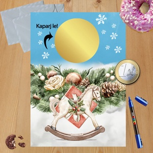 Karácsonyi kaparós sorsjegy egyedi felirat vicces ajándék, Otthon & Életmód, Papír írószer, Ajándékozás kellékei, Ajándék sorsjegy, Fotó, grafika, rajz, illusztráció, MESKA