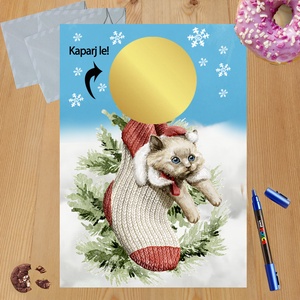 Karácsonyi kaparós sorsjegy egyedi felirat vicces ajándék, Otthon & Életmód, Papír írószer, Ajándékozás kellékei, Ajándék sorsjegy, Fotó, grafika, rajz, illusztráció, MESKA