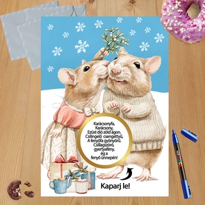 Karácsonyi kaparós sorsjegy egyedi felirat vicces ajándék - otthon & életmód - papír, írószer - ajándékozás kellékei - ajándék sorsjegy - Meska.hu