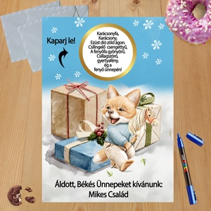 Karácsonyi kaparós sorsjegy egyedi felirat vicces ajándék - otthon & életmód - papír, írószer - ajándékozás kellékei - ajándék sorsjegy - Meska.hu