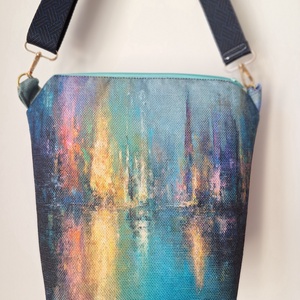Türkiz festmény táska, Táska & Tok, Kézitáska & válltáska, Vállon átvethető táska, Varrás, MESKA