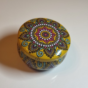 Mandala mintás illatgyertya fedeles tégelyben, Otthon & Életmód, Gyertya, illat, aroma, Gyertya, Gyertya-, mécseskészítés, MESKA