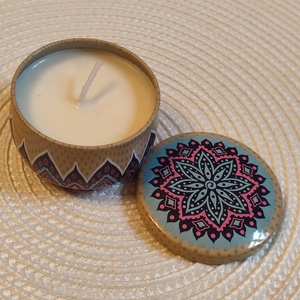 Mandala mintás illatgyertya fedeles tégelyben, Otthon & Életmód, Gyertya, illat, aroma, Gyertya, , MESKA