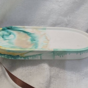 Ovális alátét/Zöld márvány - otthon & életmód - dekoráció - asztal és polc dekoráció - dekorációs tál, tartó - Meska.hu